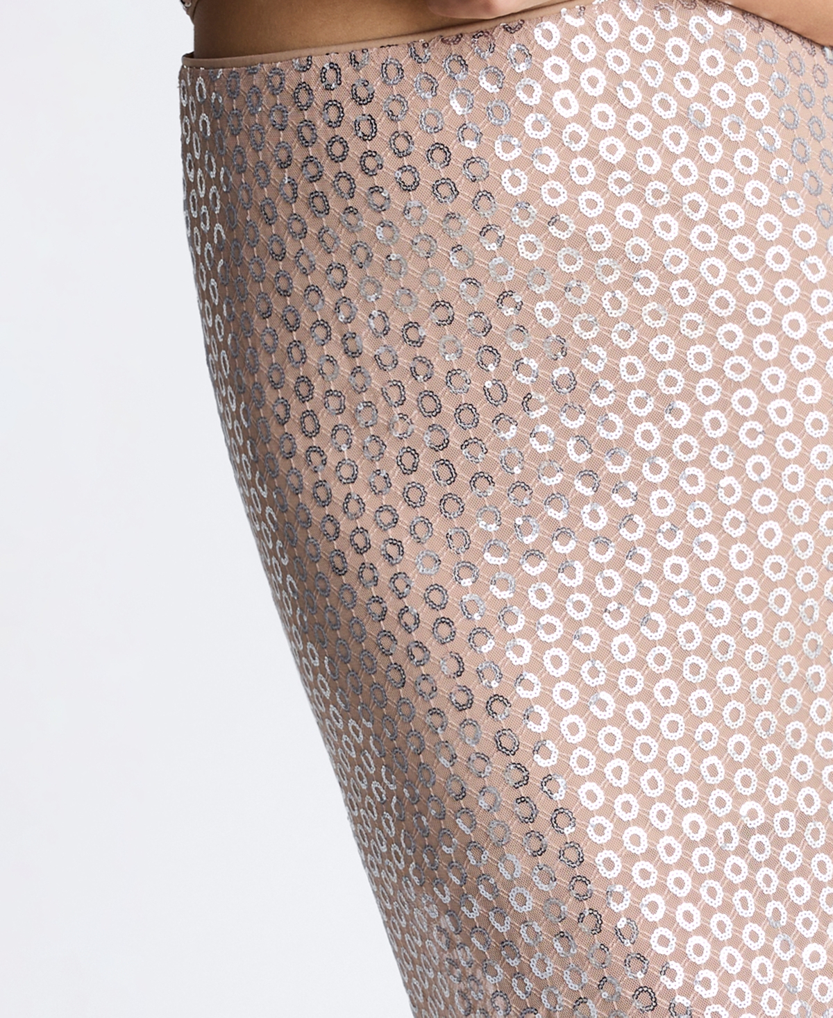 Kenneth Cole Women's Sequin Mesh Midi Skirt -Nude
