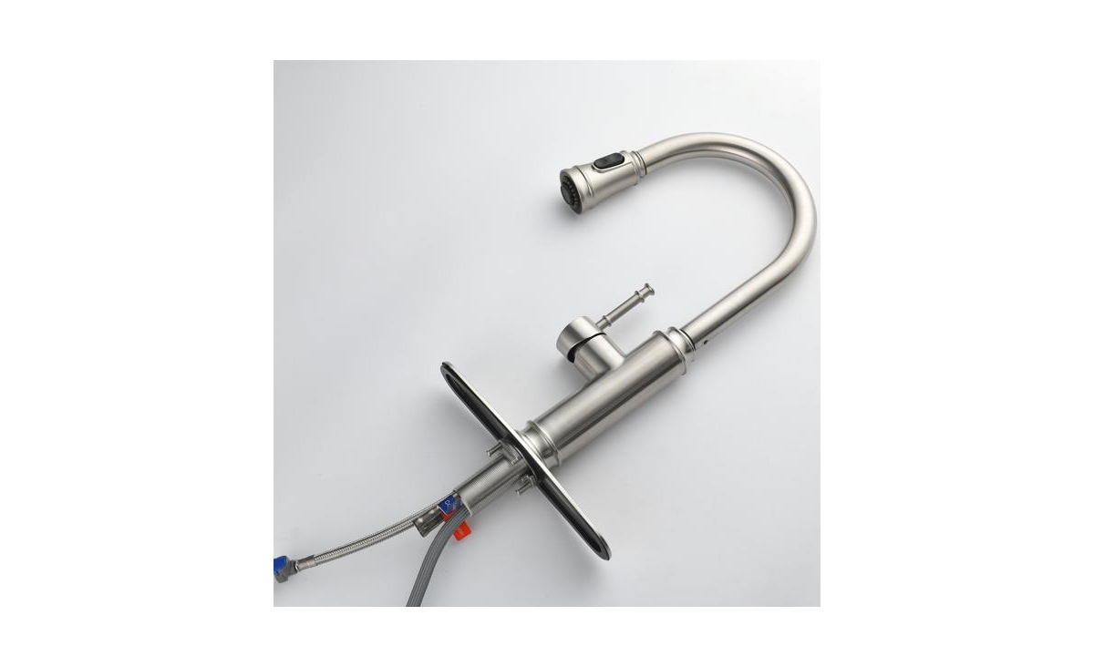 Slickblue Single Handle High Arc Pull-Out Kitchen Faucet Stainless Steel Kitchen Sink Faucet with Pull-Down Sprayer