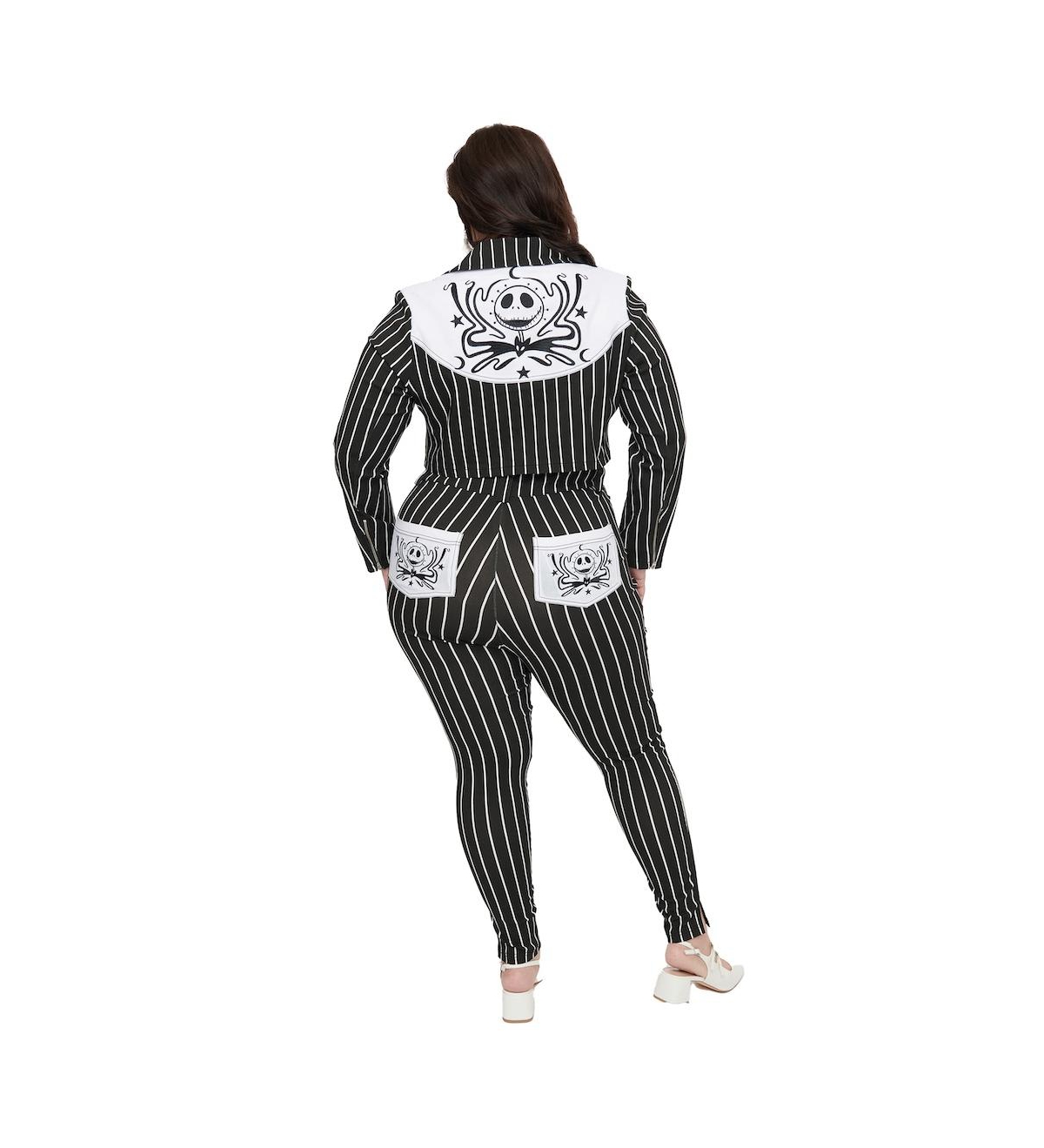 Unique Vintage Plus Size 1950s Cigarette Ankle Pants - Black  white stripes