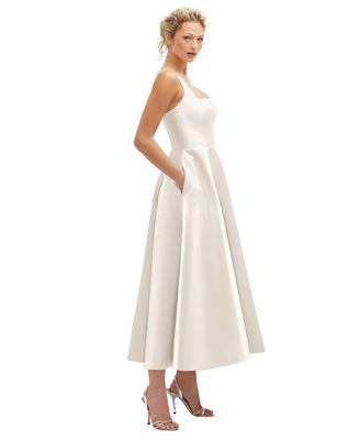 ワンピース Squareneck Satin Dress 10901-cogn-front!cropl!bgcd!