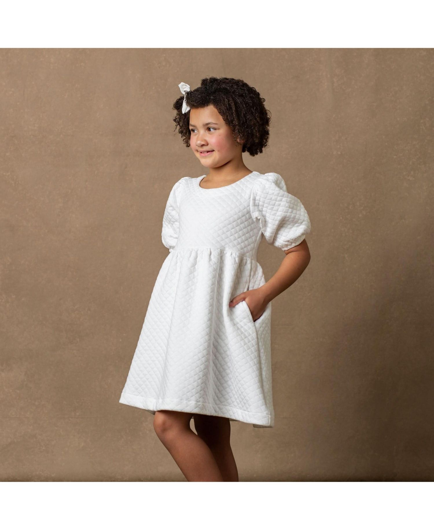 Toddler Girls Hope and Henry Quilted Puff Sleeve Dress