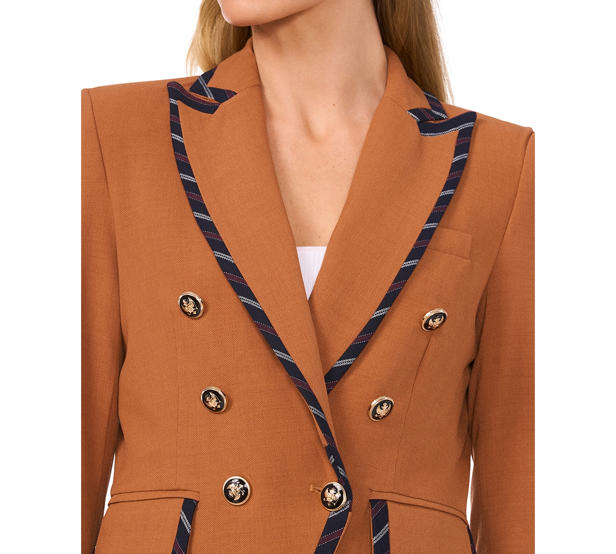 CeCe Women's Contrast-Trim Double Breasted Blazer