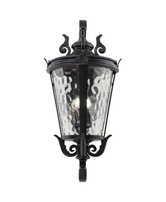 Marseille Vintage-like Large Outdoor Wall Light Fixture Textured Black Scroll 36" Clear Hammered Glass for Exterior House Porch Patio Outside Deck Garage Yard Front Door Garden Home