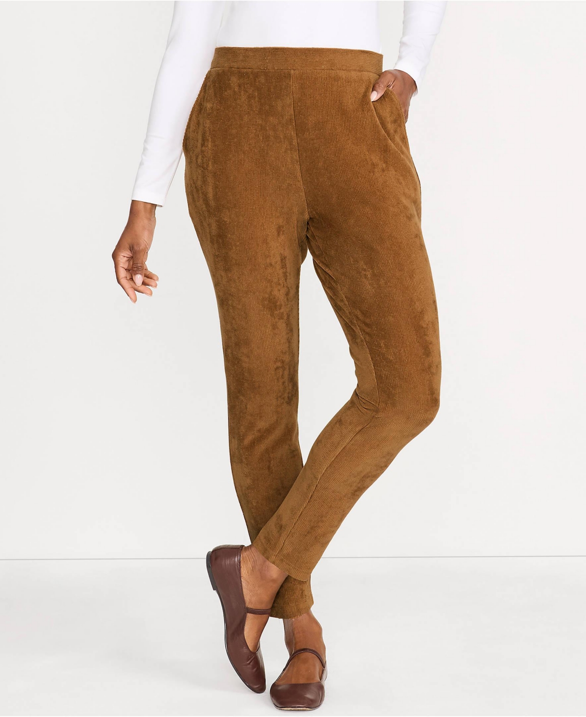 Lands' End Women's Tall Sport Knit High Rise Corduroy Leggings