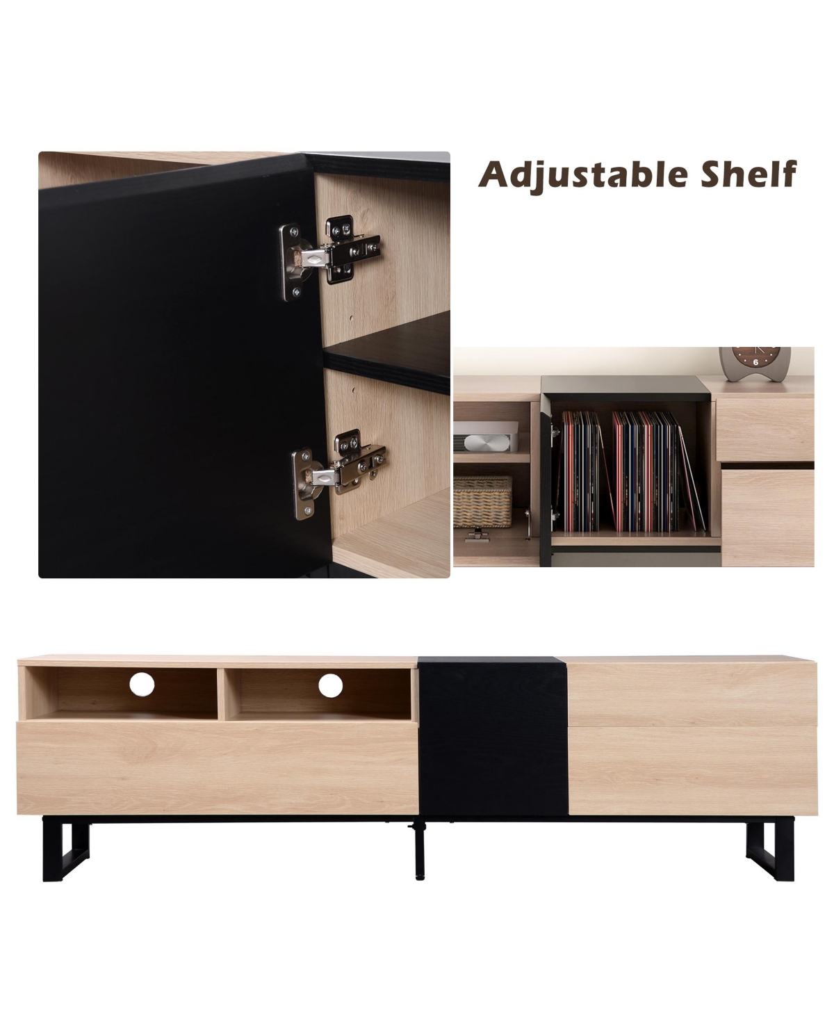 Slickblue Modern Tv Stand for 80-Inch Tv with Double Storage Space, Media Console Table for Organized Entertainment