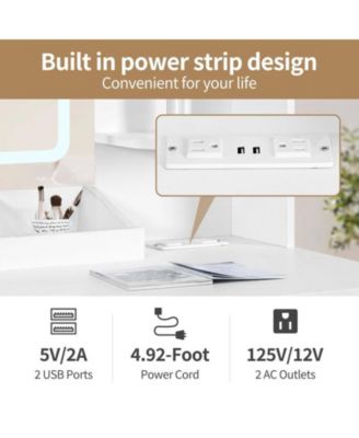 Large Modern Vanity Set with Three Level Storage Dresser