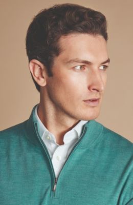 Чарльз Тирвитт Charles Tyrwitt Мужской свитер с воротником на молнии из чистого мериноса 25890₽