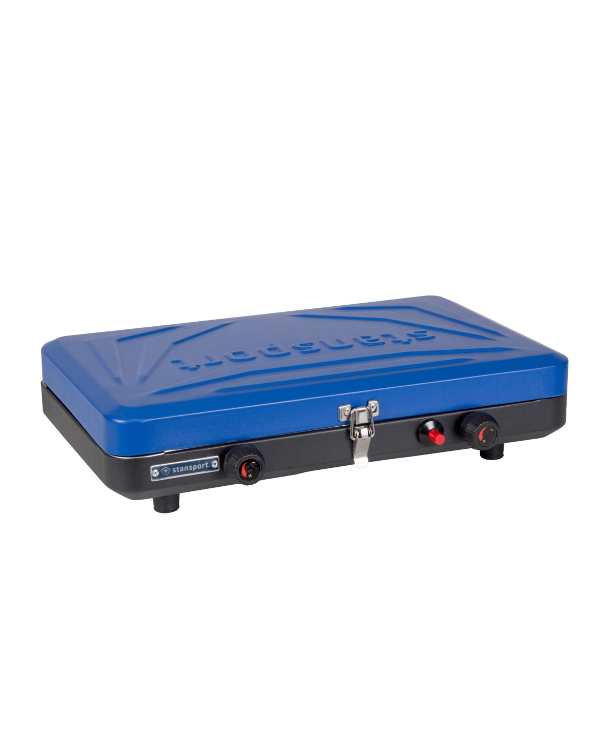 Stansport 2-Burner Propane Stove with Drip Pan & Piezo Igniter - Blue with black base