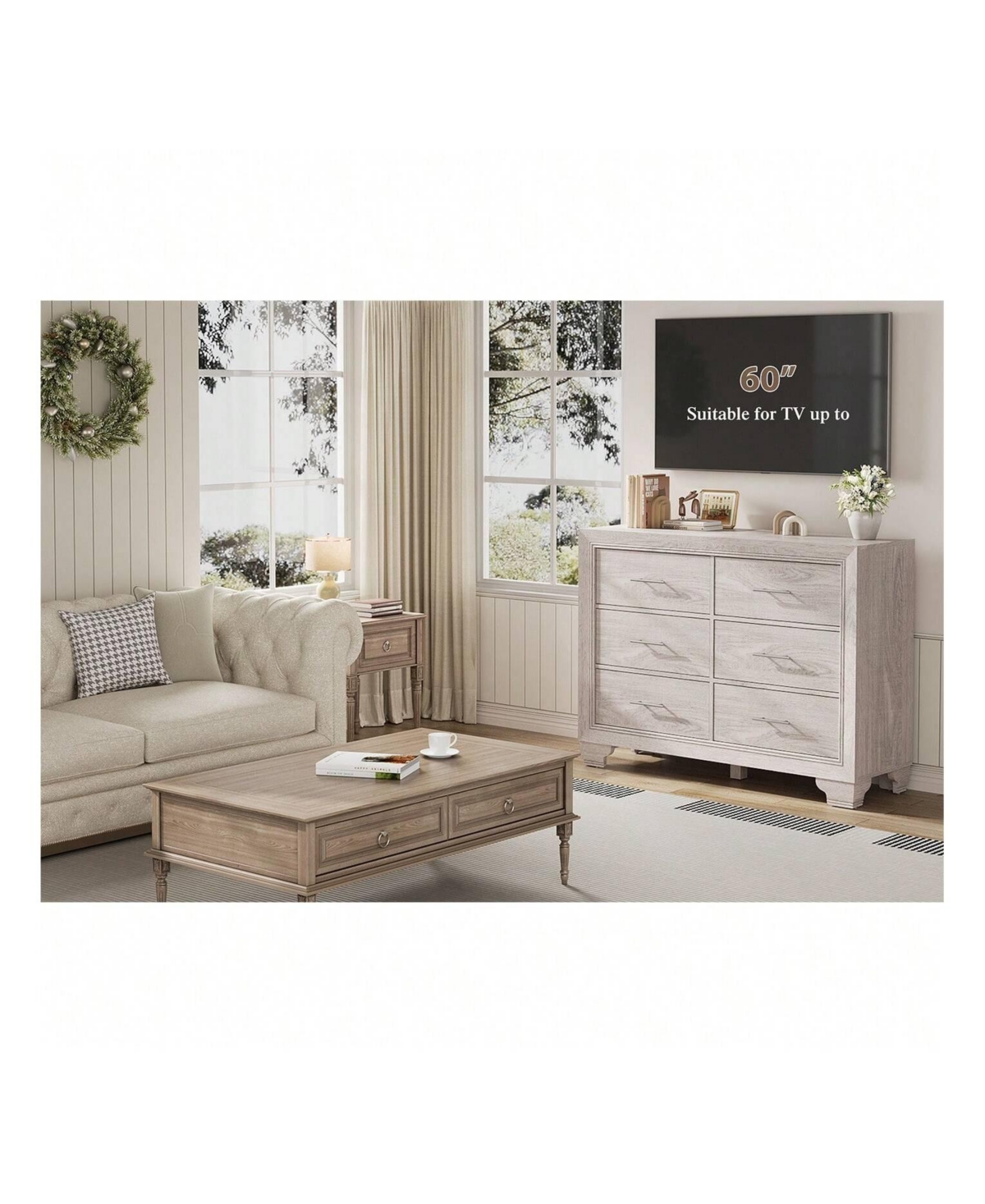 gaomon Dresser For Bedroom, 6 Drawer Chest Of Dressers, Modern Wooden Dresser With Silver Handle For Bedroom, Living Room, Hallway, Entryway