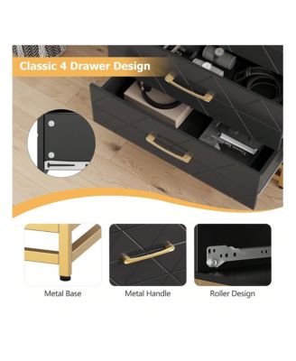 1 Pc Wood Dresser 4 Drawers Metal Handles Sturdy Frame Modern Bedroom Furniture Chest of Drawers