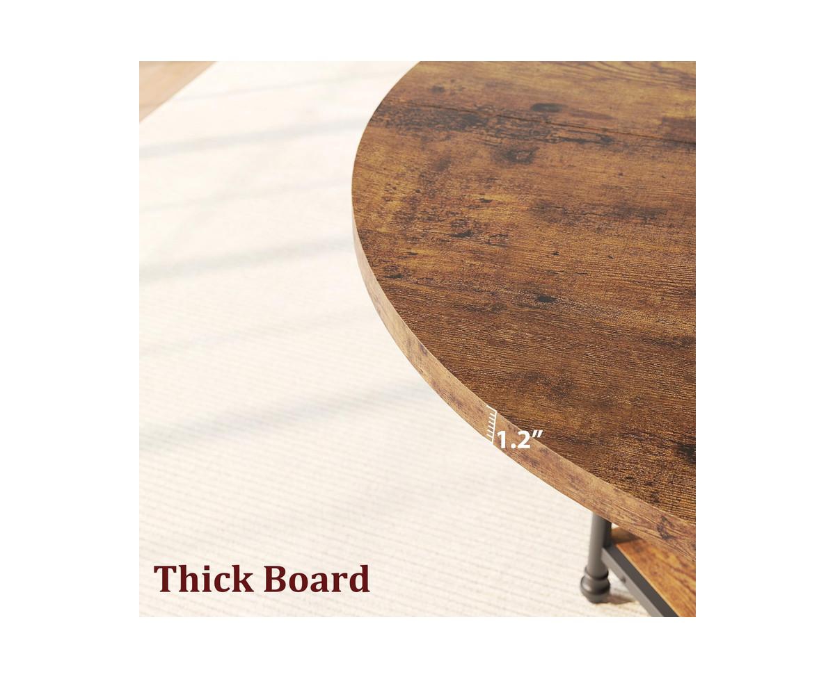 gaomon 47-Inch Round Dining Table for 4: Featuring a 1.59-Inch Thick Top, This Kitchen and Dinner Table Includes Storage Shelves and Elegant Roman Met