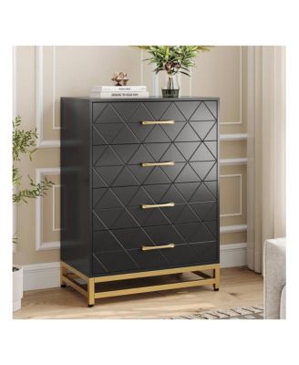 1 Pc Wood Dresser 4 Drawers Metal Handles Sturdy Frame Modern Bedroom Furniture Chest of Drawers
