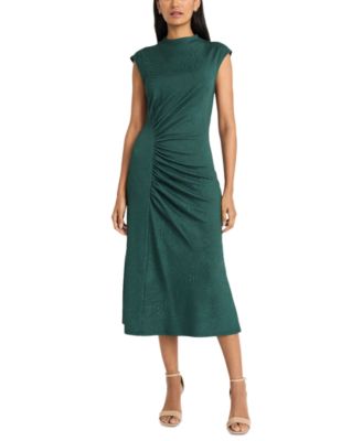Maggy London - Women's Mock-Neck Jacquard Midi Dress