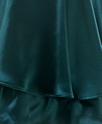 Juniors' Blouson-Sleeve Satin A-Line Dress
