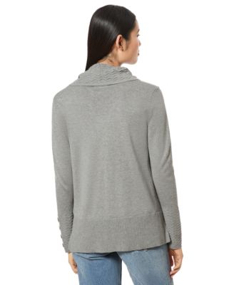Women's Petite Chevron-Trimmed Cowl-Neck Sweater