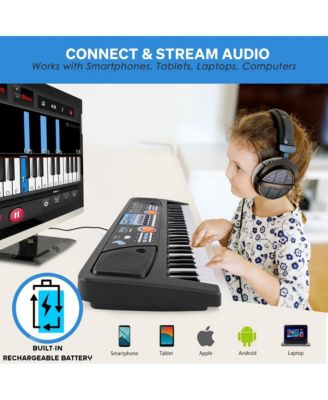 49-Key Digital Karaoke Keyboard - Portable Electronic Piano with Rechargeable Battery & Microphone (PKBRD4113