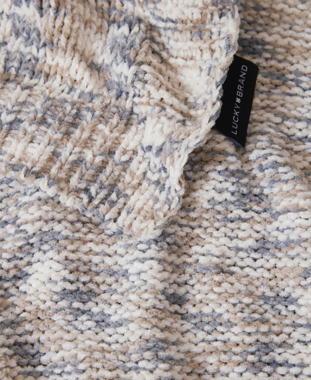 Shop Lucky Brand Logan Chenille Throw, 50" X 70" In Tan,grey