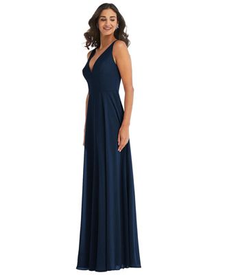 Women's Deep V-Neck Chiffon Maxi Dress