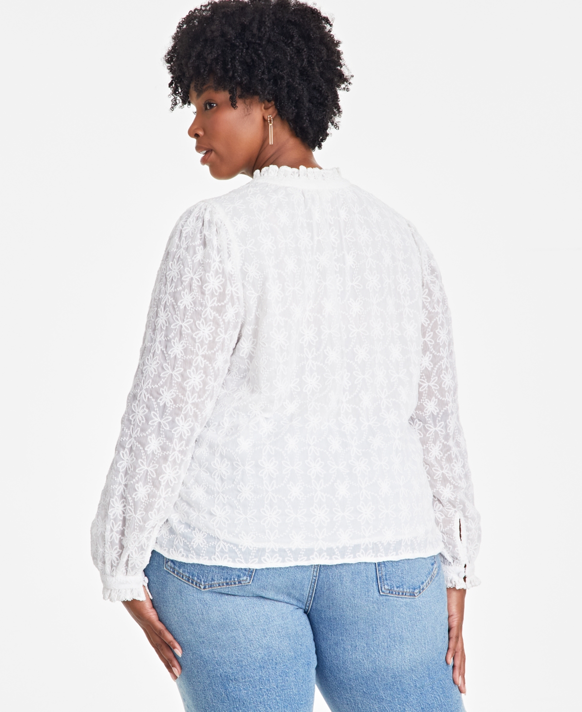 On 34th Trendy Plus Size Embroidered Chiffon Top, Exclusively at Macy's