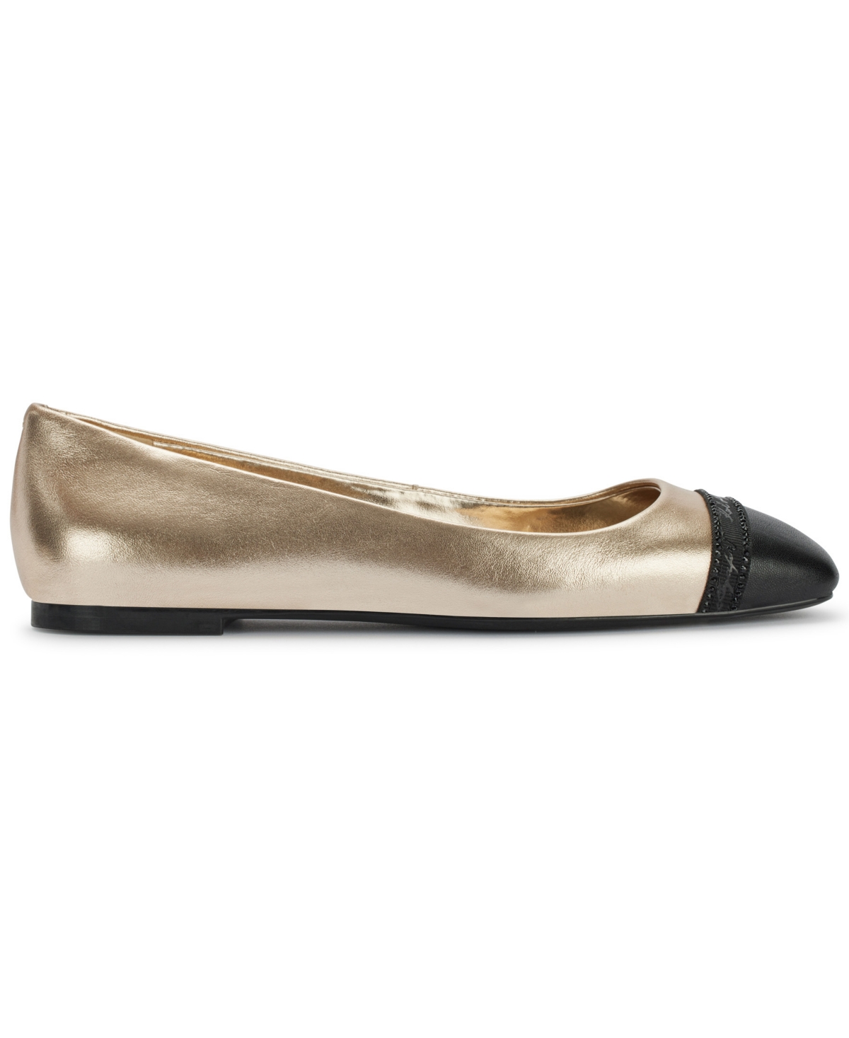 Karl Lagerfeld Paris Zofia Cap Toe Ballet Flat In White Gold,black