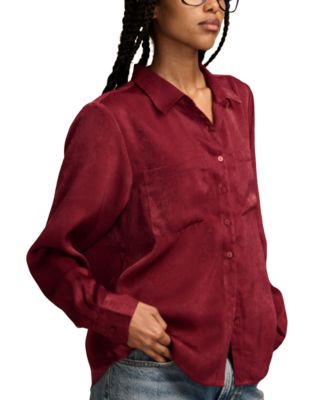 Women's Hammered-Satin Button-Down Shirt