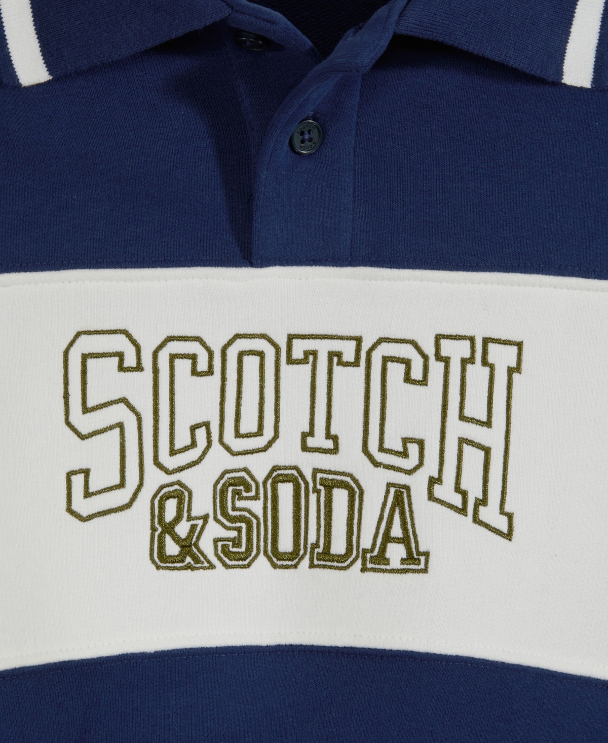 Scotch & Soda Big Boys French Terry Graphic Polo Shirt In Evening Skies
