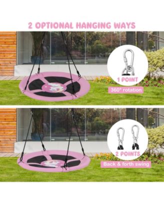 40 Inches Saucer Tree Swing Round with Adjustable Ropes and Carabiners