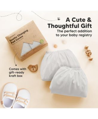 2pk Soothe Changing Pad Covers for Girl, Boy, Soft Cotton Contoured Diaper Changing Table Pad Covers