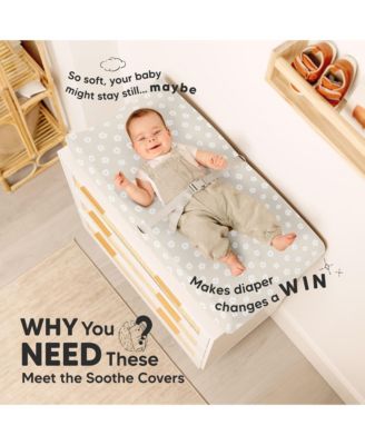 2pk Soothe Changing Pad Covers for Girl, Boy, Soft Cotton Contoured Diaper Changing Table Pad Covers