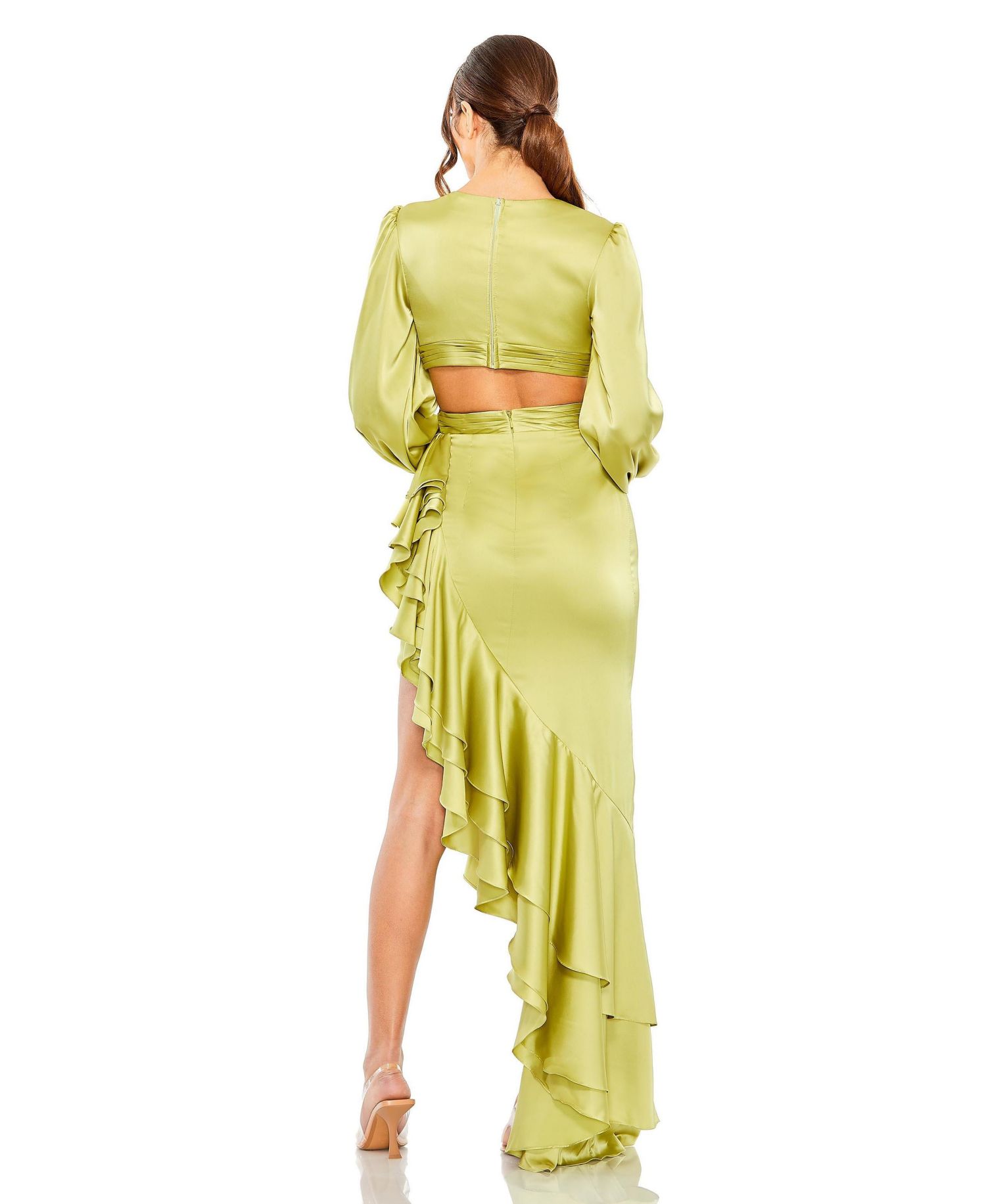 Women's Cut Out Asymmetrical Ruffled Gown
