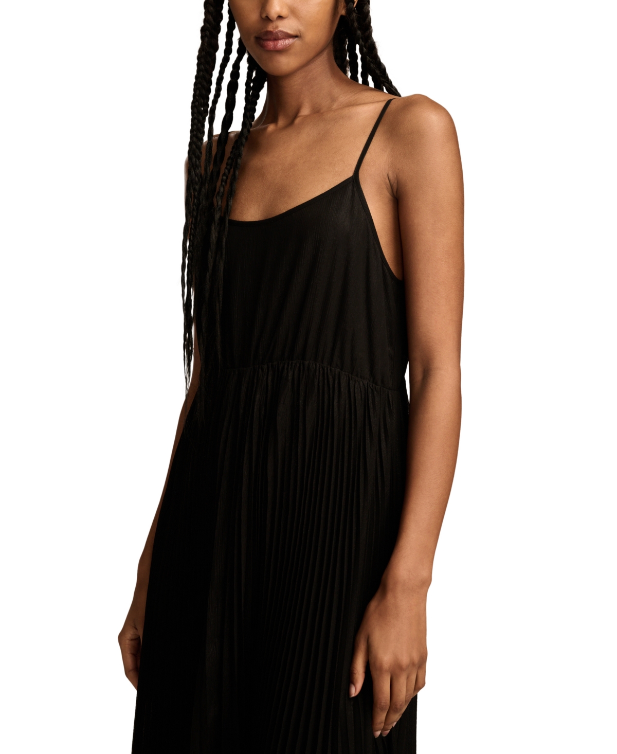 LUCKY BRAND WOMEN'S PLEATED SLEEVELESS MIDI DRESS 