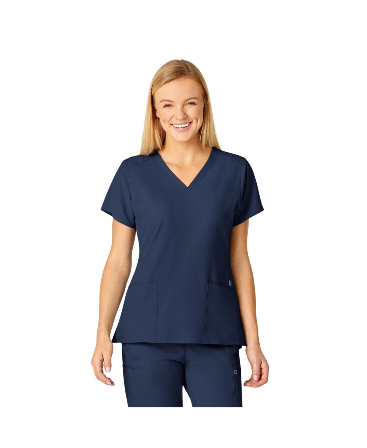 Women's W123 Flex Back Stylized V-Neck Scrub Top - Teal blue