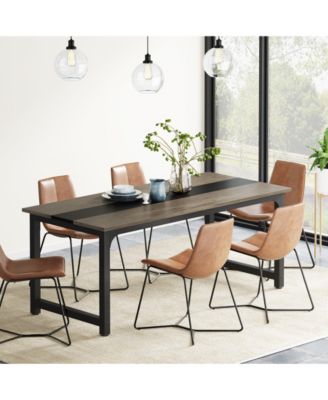 Rectangular Dinner Table with Heavy Duty Metal Legs,Industrial Kitchen Table for 6-8 Person