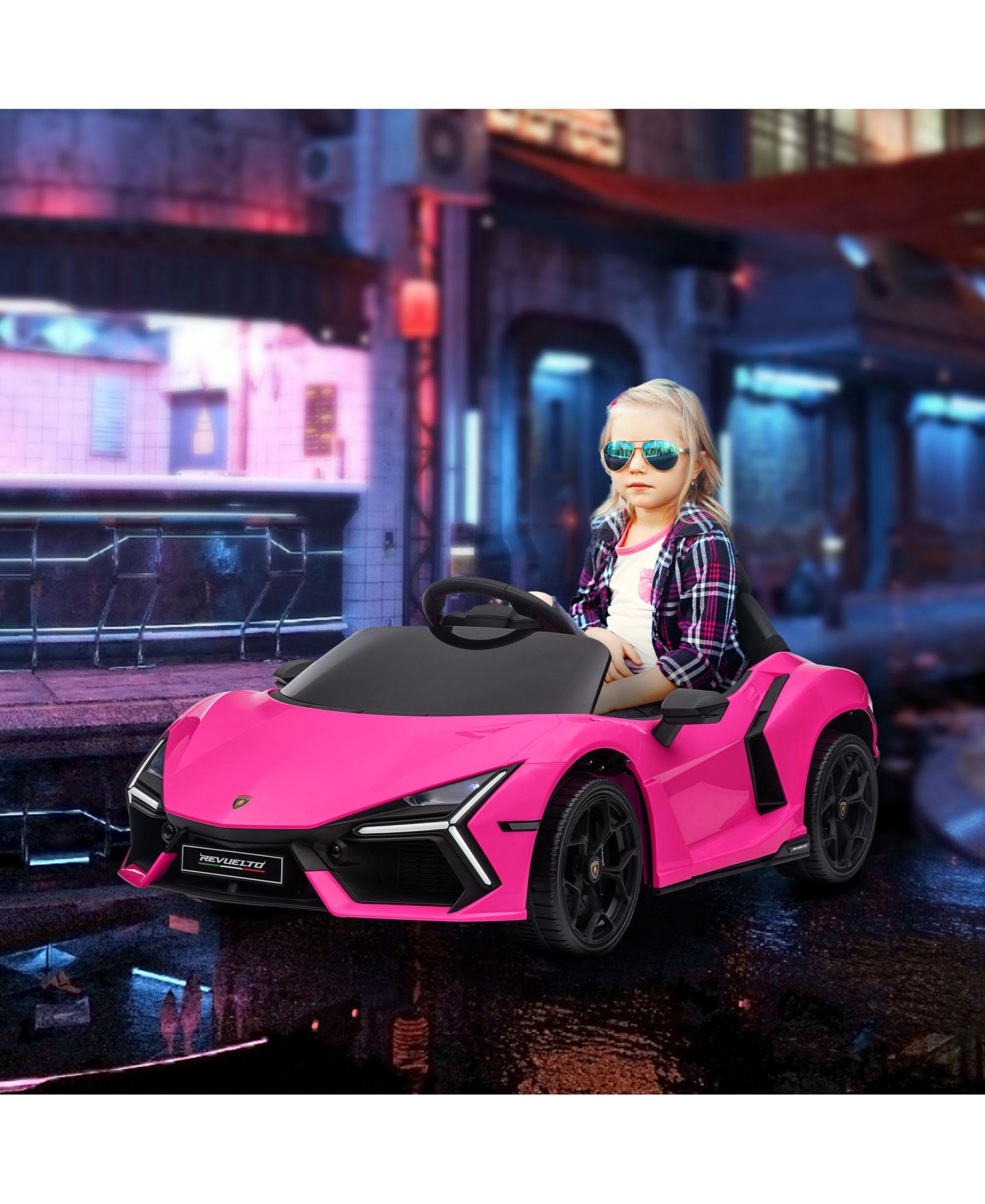 Детская игрушка Qaba Lamborghini Revuelto 12V Electric Dual-Mode Ride-On Car, 1 Player, Ages 3+, цвет: Розовый — фото 2