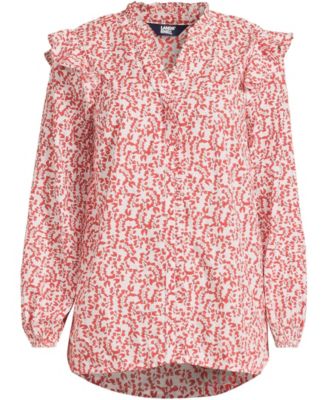 Women's Cotton Voille Ruffle Front Blouse