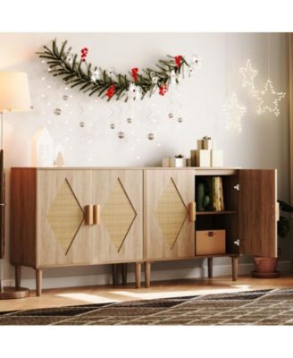 Brandless Modern Rattan Sideboard Buffet Cabinet – Kitchen & Living Room Storage