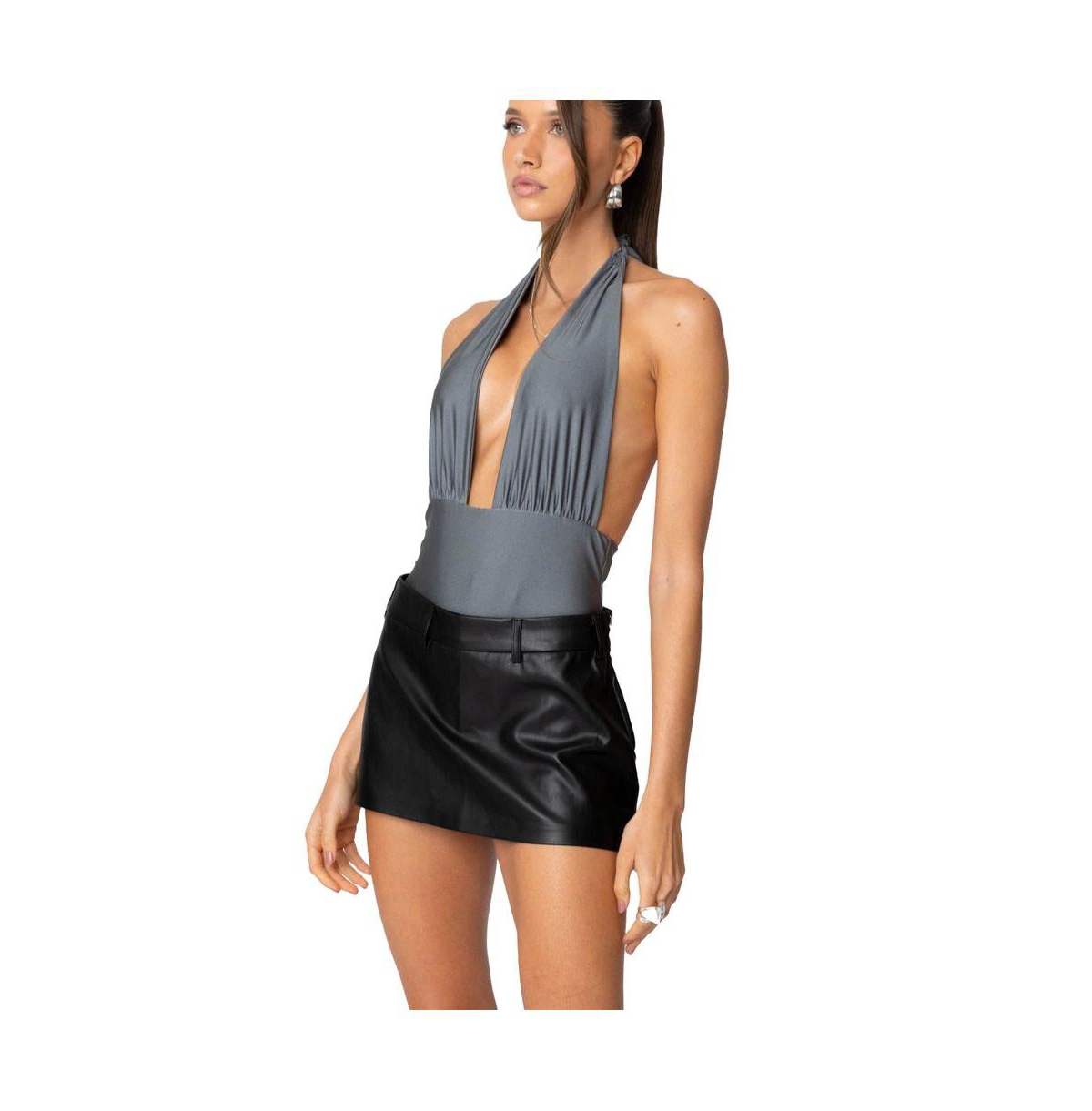 Edikted Women's Justice Shiny Gathered Bodysuit