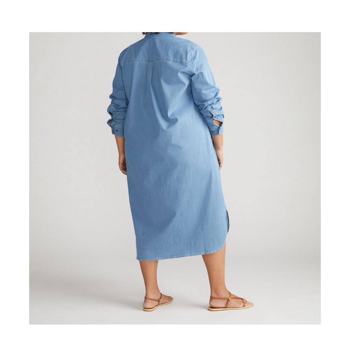 Universal Standard Plus Size Odeon Stretch Cotton Chambray Shirtdress In Cove Blue
