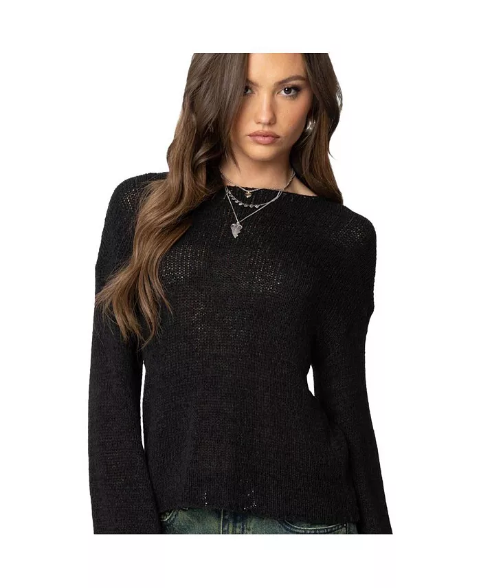 Women's Drop Shoulder Light Knit Sweater - thumbnail 8