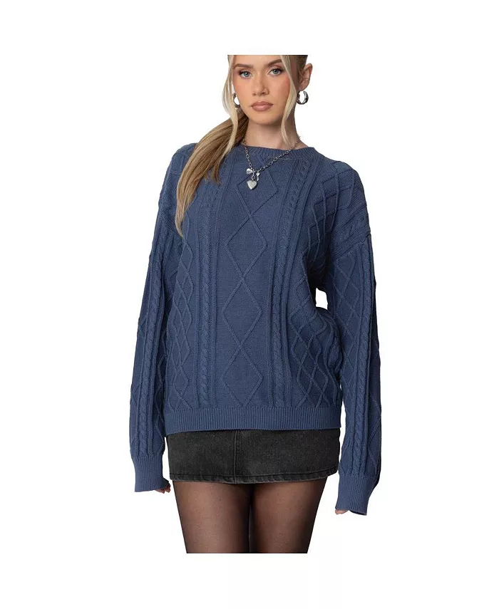 Women's Jessy Cable Knit Oversized Sweater - thumbnail 9