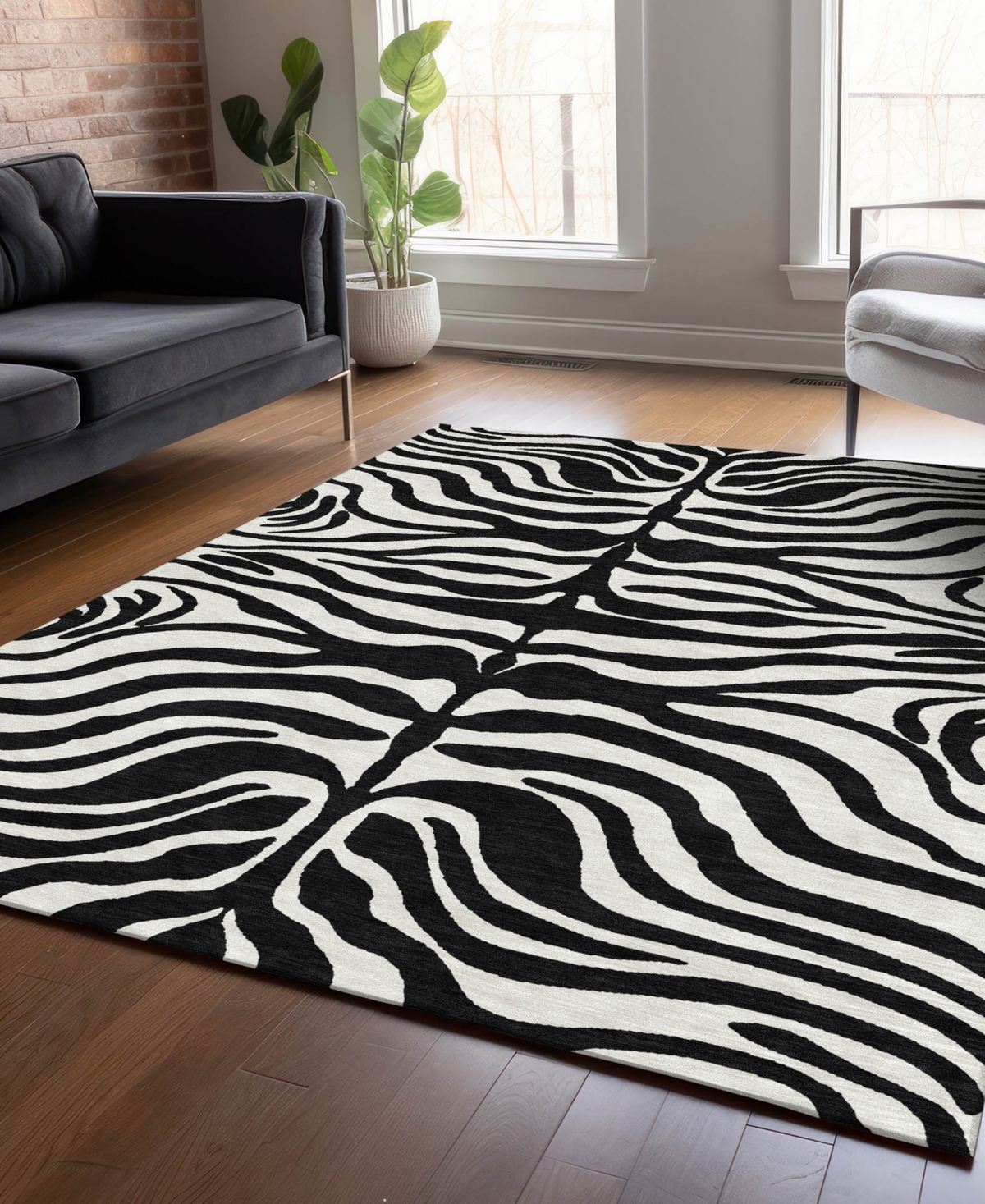 Addison Chantille Machine Washable Acn1042 9'x12' Area Rug In Black