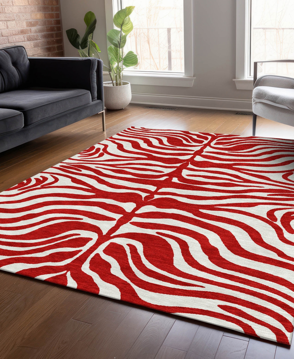 Addison Chantille Machine Washable Acn1042 5'x7'6" Area Rug In Red