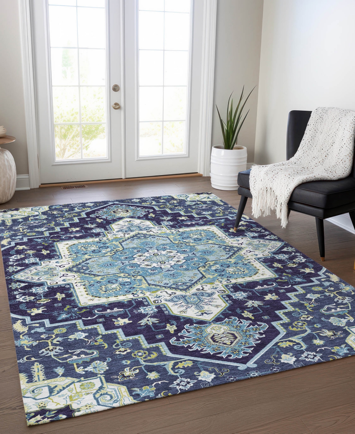 Addison Chantille Machine Washable Acn1036 5'x7'6" Area Rug In Navy