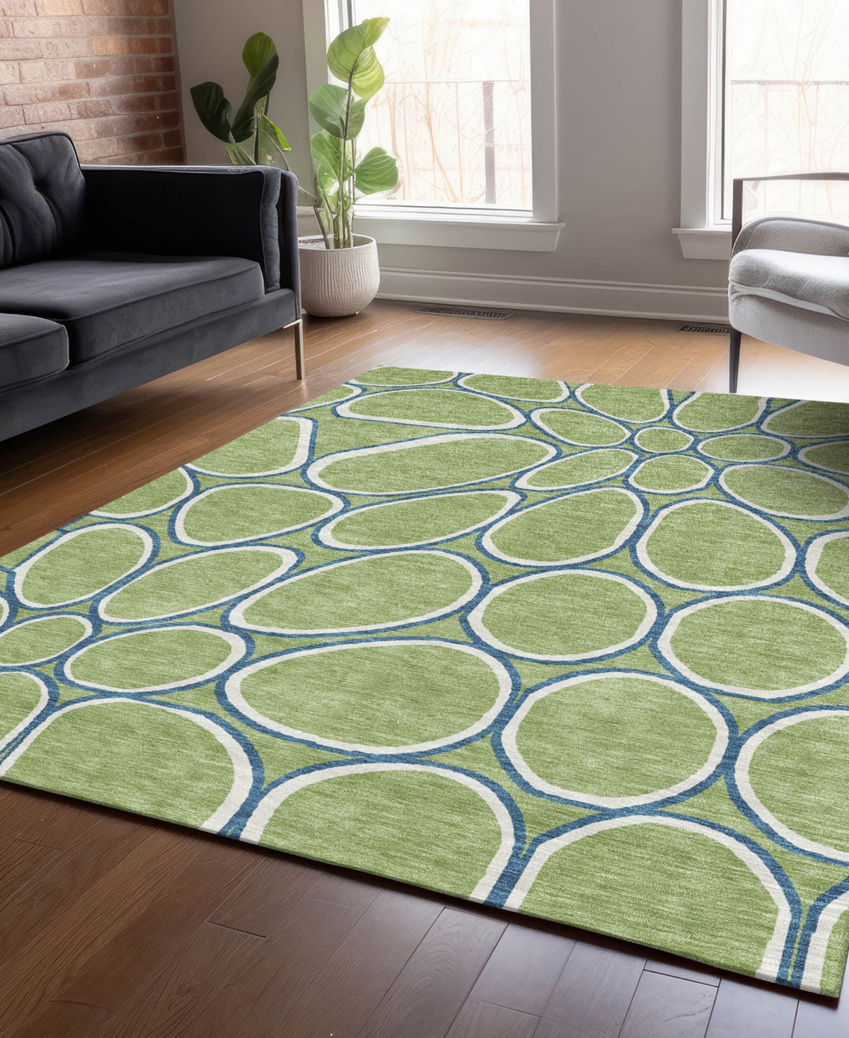 Addison Chantille Machine Washable Acn1041 5'x7'6" Area Rug In Grass