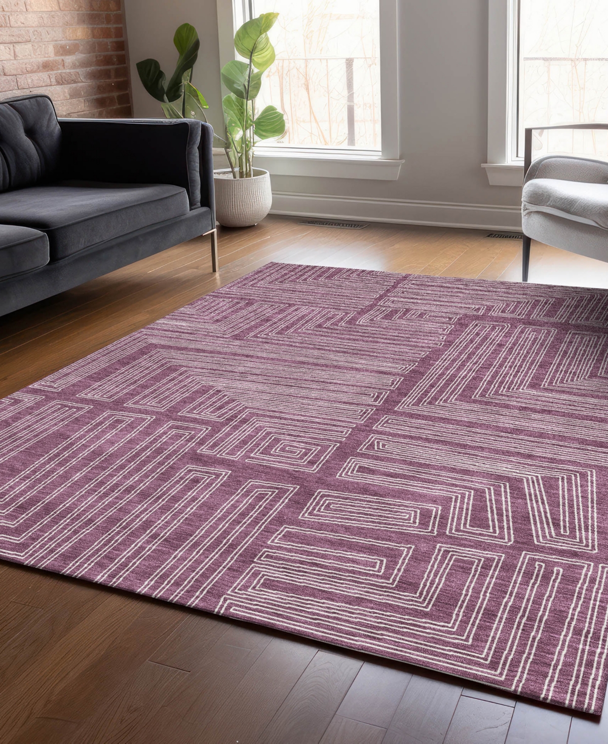 Addison Chantille Machine Washable Acn1045 3'x5' Area Rug In Eggplant