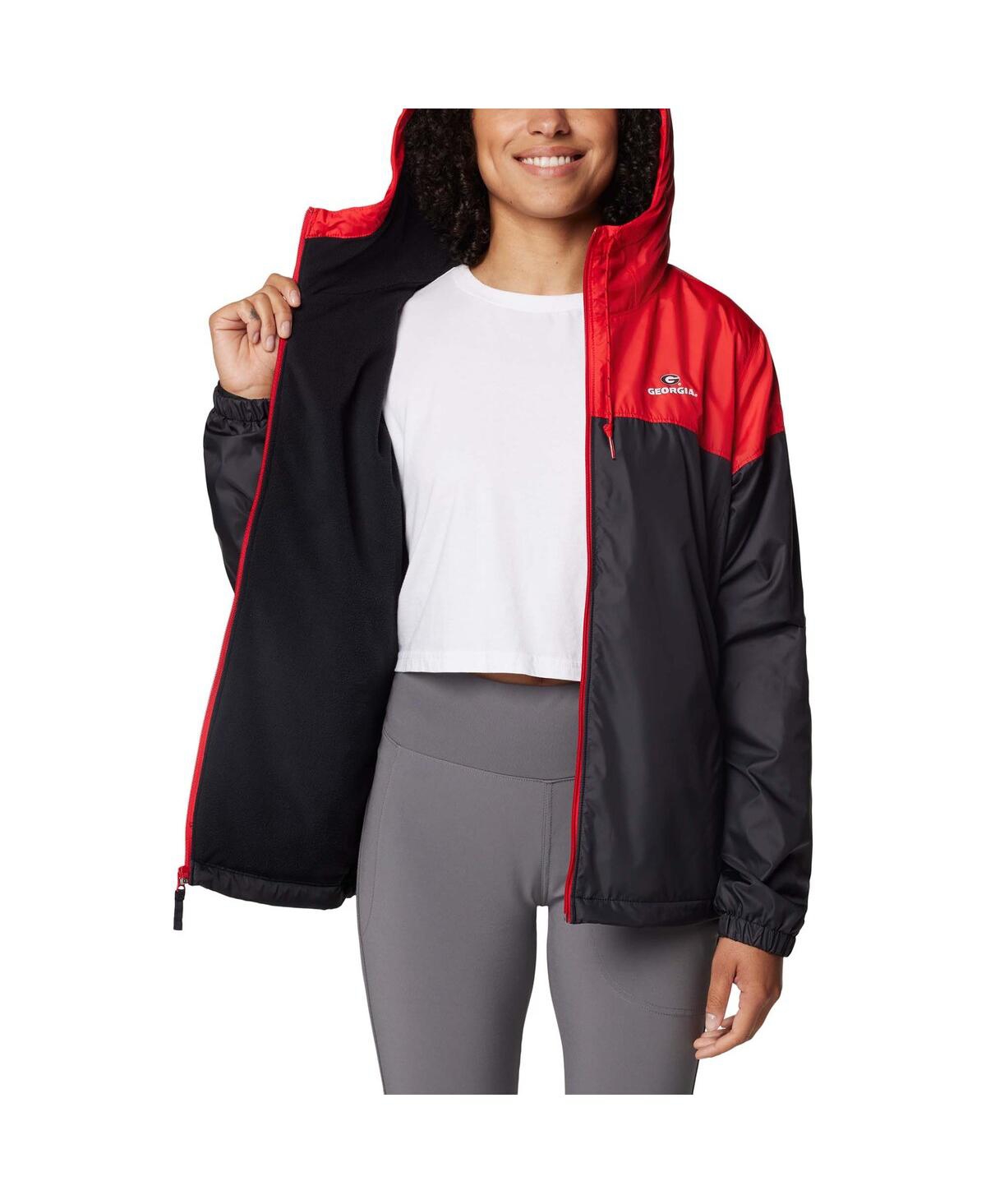 Columbia Women'sBlack Georgia Bulldogs Flash Forward Full-Zip Hoodie Windbreaker Jacket - Red, Black
