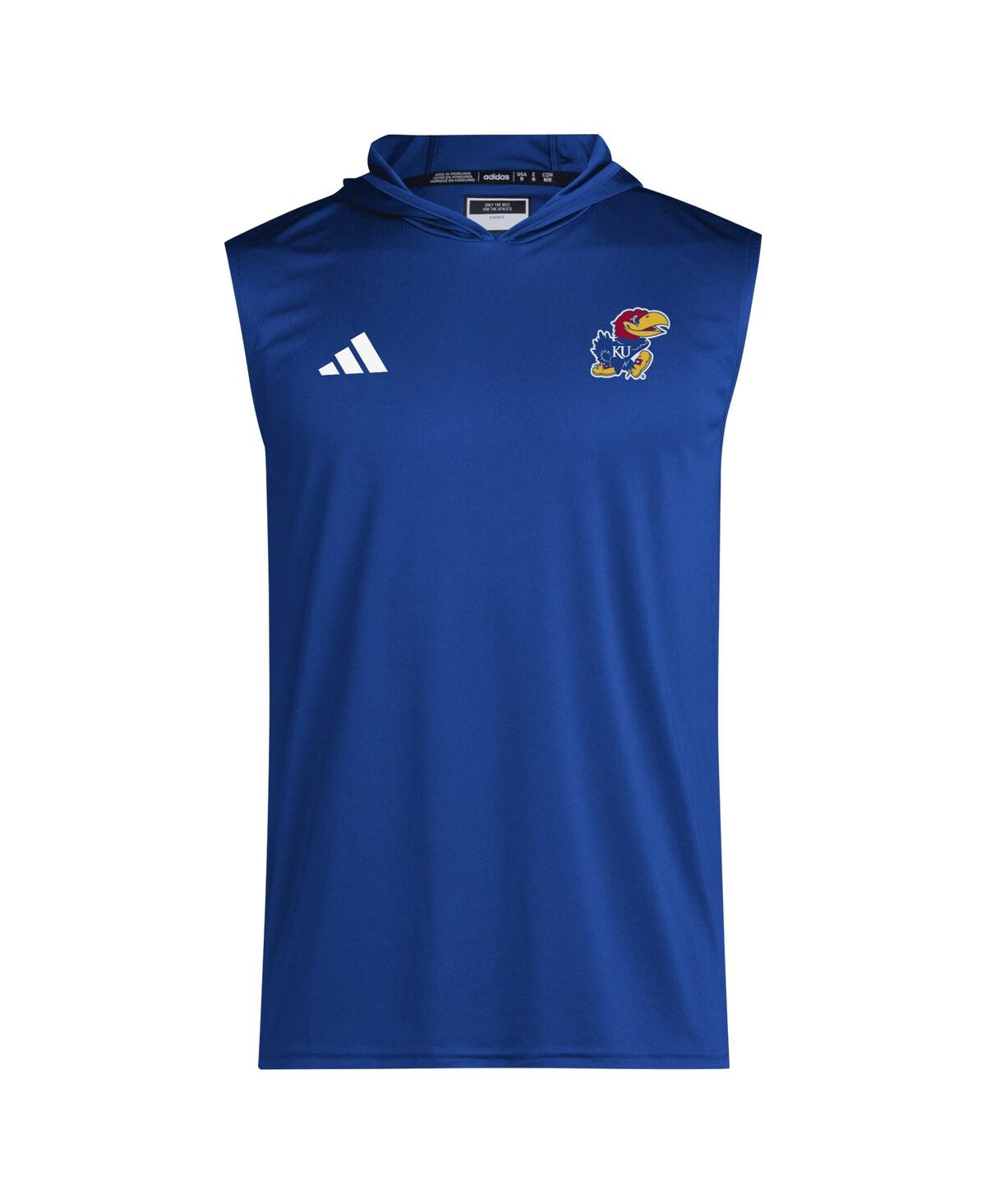 Adidas Men'sKansas Jayhawks 2024 Sideline Hoodie Sleeveless Shirt - Royal
