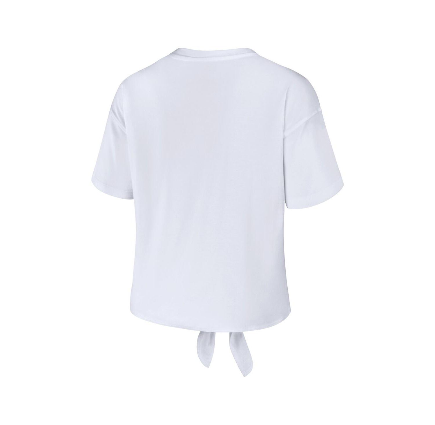 Women's White Syracuse Orange Striped Front Knot Cropped T-Shirt
