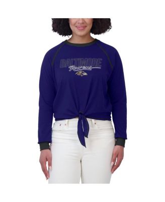 Women's Purple Baltimore Ravens Tie-Front Long Sleeve T-Shirt