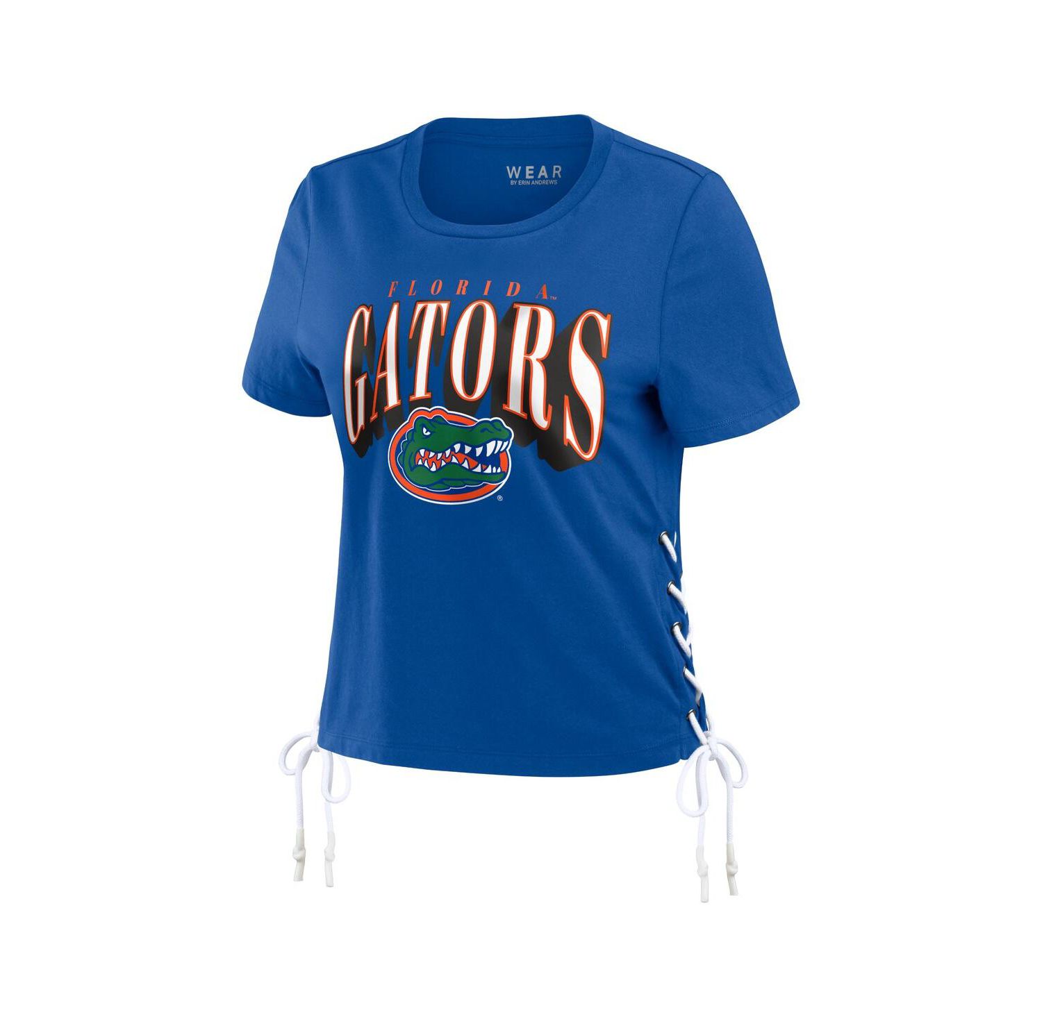 Women's Royal Florida Gators Side Lace-Up Modest Crop T-Shirt